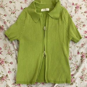Green zipper top/croptop <3
